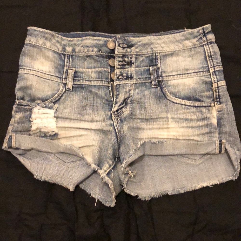 Almost Famous High waisted distressed jean shorts
